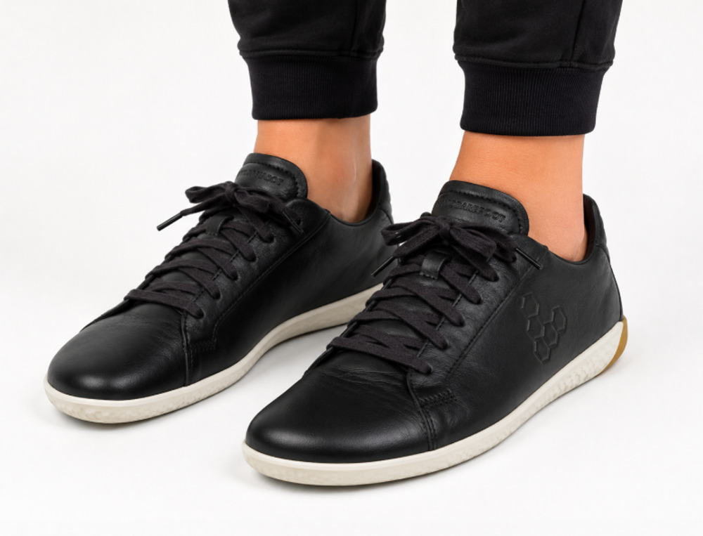 Vivobarefoot Geo Court II Men Black Leather Barefoot Sneakers EU 37 US 4.5 Minim
